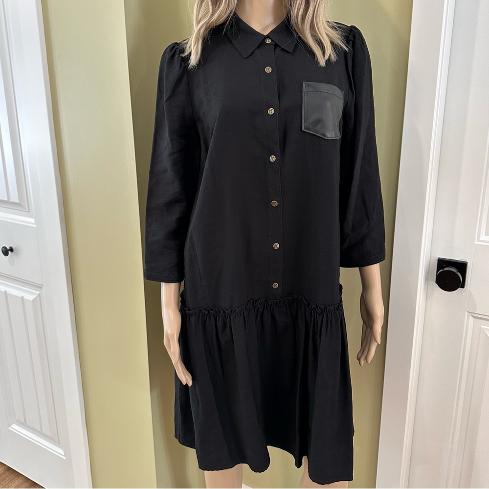 Karl Lagerfeld Black Long Sleeve Shirt Dress Women’s Size 8